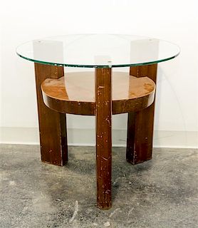 An Art Deco Side Table Height 24 x diameter 26 3/8 inches.