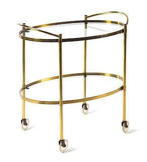 An Italian Brass Bar Cart Width 30 1/2 inches.