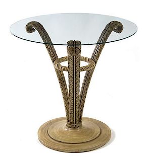 An American Painted Wood Occasional Table Height 29 x diameter 30 inches.