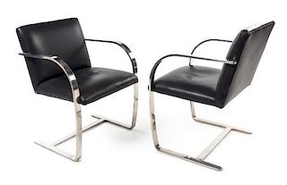 Brueton, , pair of chrome and leather armchairs