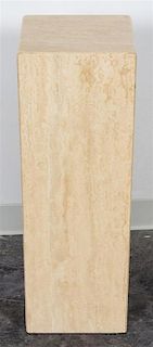 A Travertine Marble Pedestal Height 29 5/8 inches.