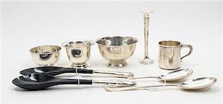 * A Collection of Silver Table Articles, various makers, comprising two Revere style bowls, two two-piece salad serving sets,