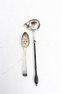Two George III Silver Serving Articles, Hester Bateman, London, 1783 and 1788, comprising an Old English handled berry spoon 