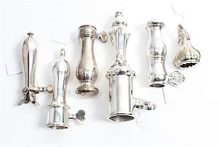 A Group of Six Silver-Plate and Silvered-Metal Bone Holders, various makers, comprising a silver-plate example by Chrisotfle 