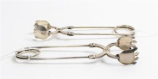 A Group of Two American Silver Ice Tongs, R. Blackington & Co., North Attleboro, MA, of typical form.