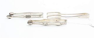 Two English Silver Sugar Tongs, various makers, 19th Century, together with Austrian silver sugar tongs, 3 total.