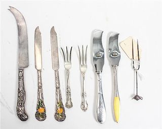 A Collection of Silver Flatware Articles, various makers, comprising three silver-handled cheese knives, two lemon forks, two