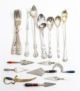 A Collection of Silver and Silver-Plate Flatware Articles Length of longest 11 3/4 inches.