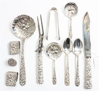 * A Group of American Silver Flatware Articles, various makers, comprising 10 teaspoons, 5 olive picks, 2 jelly spoons, 2 tab