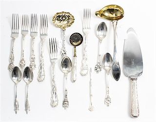 * A Collection of American Silver Flatware Articles, various makers, comprising a set of twelve teaspoons, ten butter picks, 