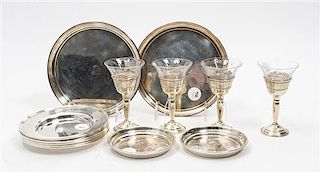 A Set of Four Silver Mounted Coupes Height 4 7/8 inches.