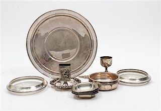 * A Collection of American Silver Table Articles, various makers, comprising a cake dish, two ash receivers, four nut dishes,
