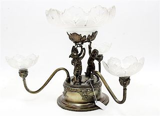 * A Victorian Silver-Plate Epergne Height 13 inches.