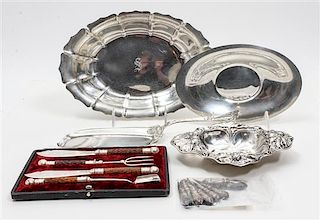 A Collection of American Silver Table Articles, various makers, comprising three dishes, a Gorham Mfg. Co. crumber and an ant