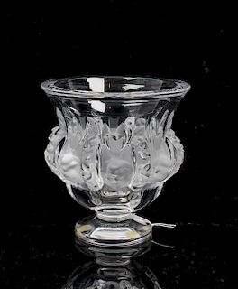 A Lalique Frosted Glass Vase Height 5 inches.
