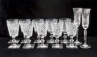 * A Set of Ten Cut Glass Stems Height of set 6 1/2 inches.