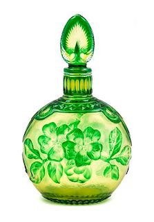 A French Cameo Glass Stoppered Perfume Bottle Height 7 1/2 inches.