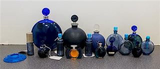 A Collection of Sixteen French Glass Perfume Bottles. Height of tallest 6 3/4 inches.