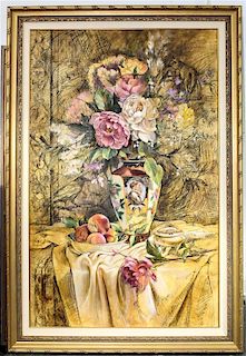 McCreery Jordan, (American, 20th century), Still Life with Flowers and Animals