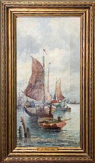 Karl Kaufmann, (Austrian, 1843 - circa 1901/05), Harbor Scene with Fishermen