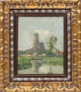 * Frans Lauwers, (Belgian, 1854-1931), Landscape with River