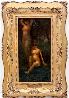 * Attributed To Edgar Scudder Hamilton, (American, 1869-1903), Two Nudes in a Landscape