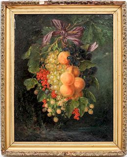 * Flemish or Dutch School, (19th century), Still Life with Grapes and Apricots