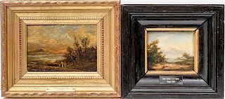 * Two Landscapes, (19th century), one in the manner of Theodore Rousseau and the other by an unknown artist