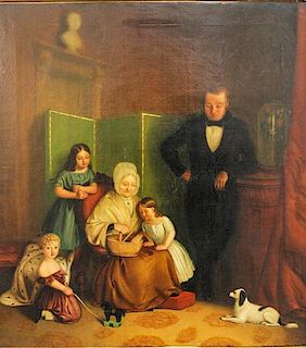 * Artist Unknown, (19th century), A Family Before a Folding Screen