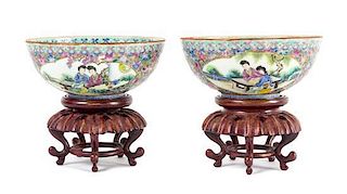 * A Pair of Famille Rose Egg Shell Porcelain Bowls