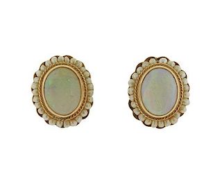 14K Gold Opal Pearl Earrings