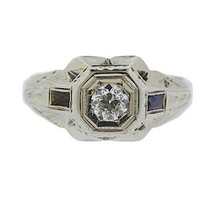 Art Deco 18K Gold OEC Diamond Ring