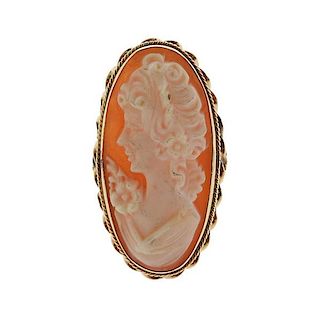 Antique 14K Gold Shell Cameo Ring