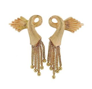 Retro 14K Gold Tassel Earrings