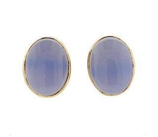 14K Gold Blue Gemstone Earrings