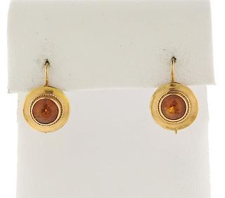 14K Gold Orange Gemstone Earrings