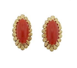 18K Gold Orange Gemstone Earrings