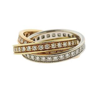 Cartier Trinity 18k Tri Color Gold Diamond Ring