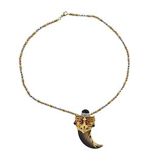 18K Gold Multi Gemstone Pendant Necklace