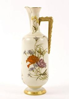 19th C. Royal Worcester Ewer w/ Gilt Floral Motif