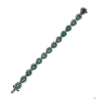 Platinum Gold Emerald Diamond Bracelet