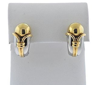 Bulgari Bvlgari 18K Gold Stainless Steel Earrings