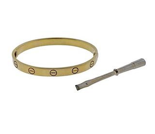Cartier Love 18K Gold Bangle Bracelet Sz 17