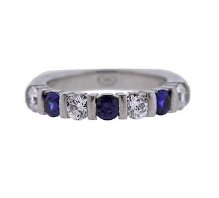 Platinum Diamond Sapphire Wedding Ring