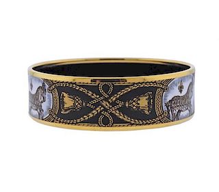 Hermes Grand Apparat Enamel Bangle Bracelet
