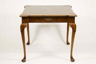 Burled Walnut Games or Card Table