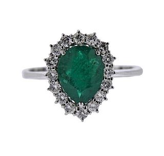 14k Gold Diamond Emerald Ring