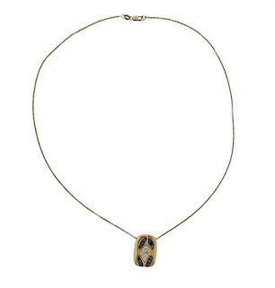 Tenthio 18k Gold Diamond Sapphire Pendant Necklace