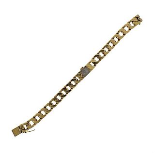 French 18k Gold Curb Link Bracelet Watch