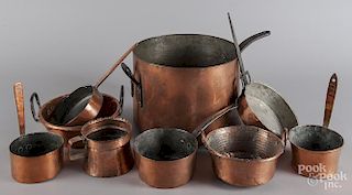 Collection of copper cookware.